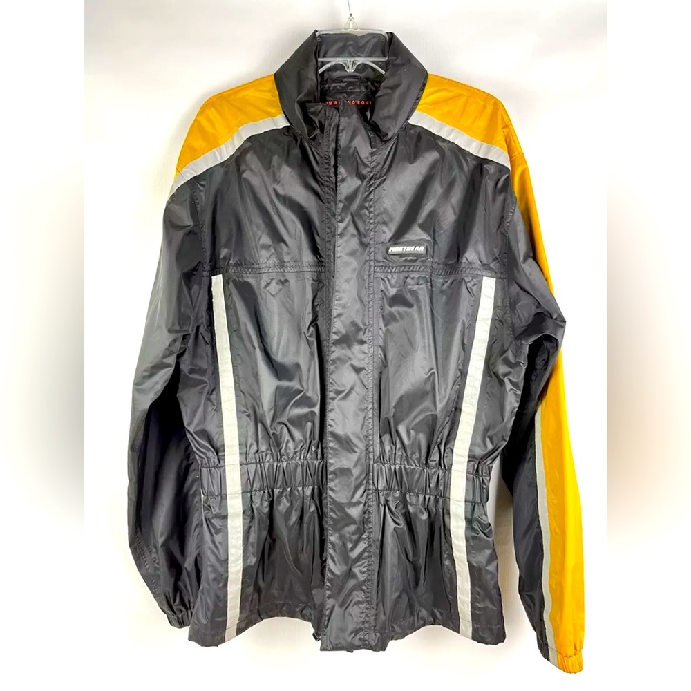 First Gear Medium Black/yellow Windbreaker+Pants, Motorcycle Riding Sierra Coat